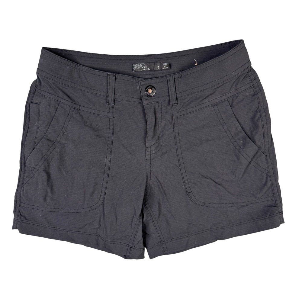 prAna Halle Short Black Zion Stretch Ripstop Hiking Outdoor Shorts Womens Size 2